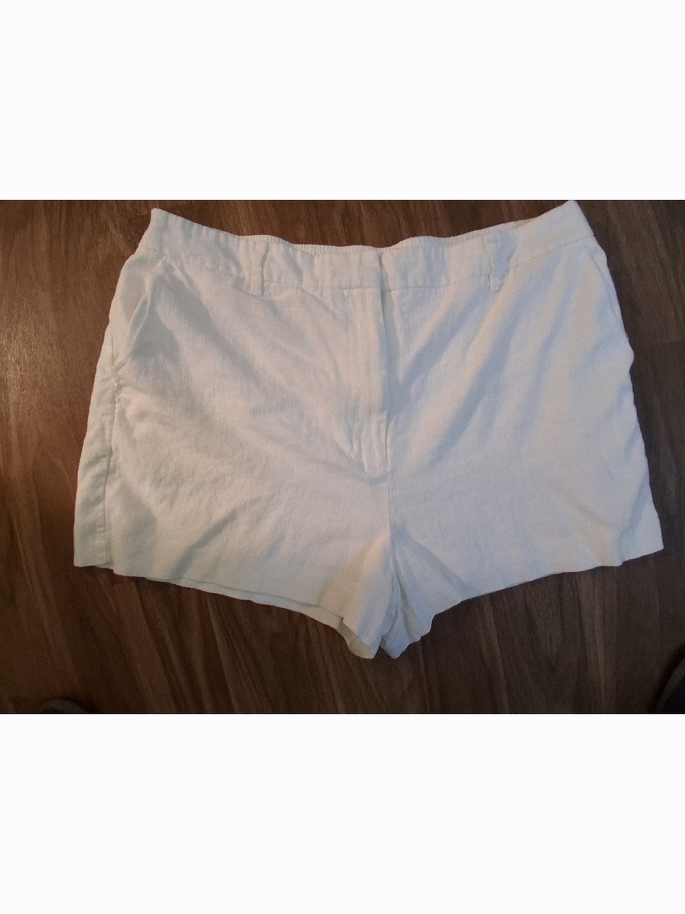 Nine West White High-Waist Linen-Blend Shorts